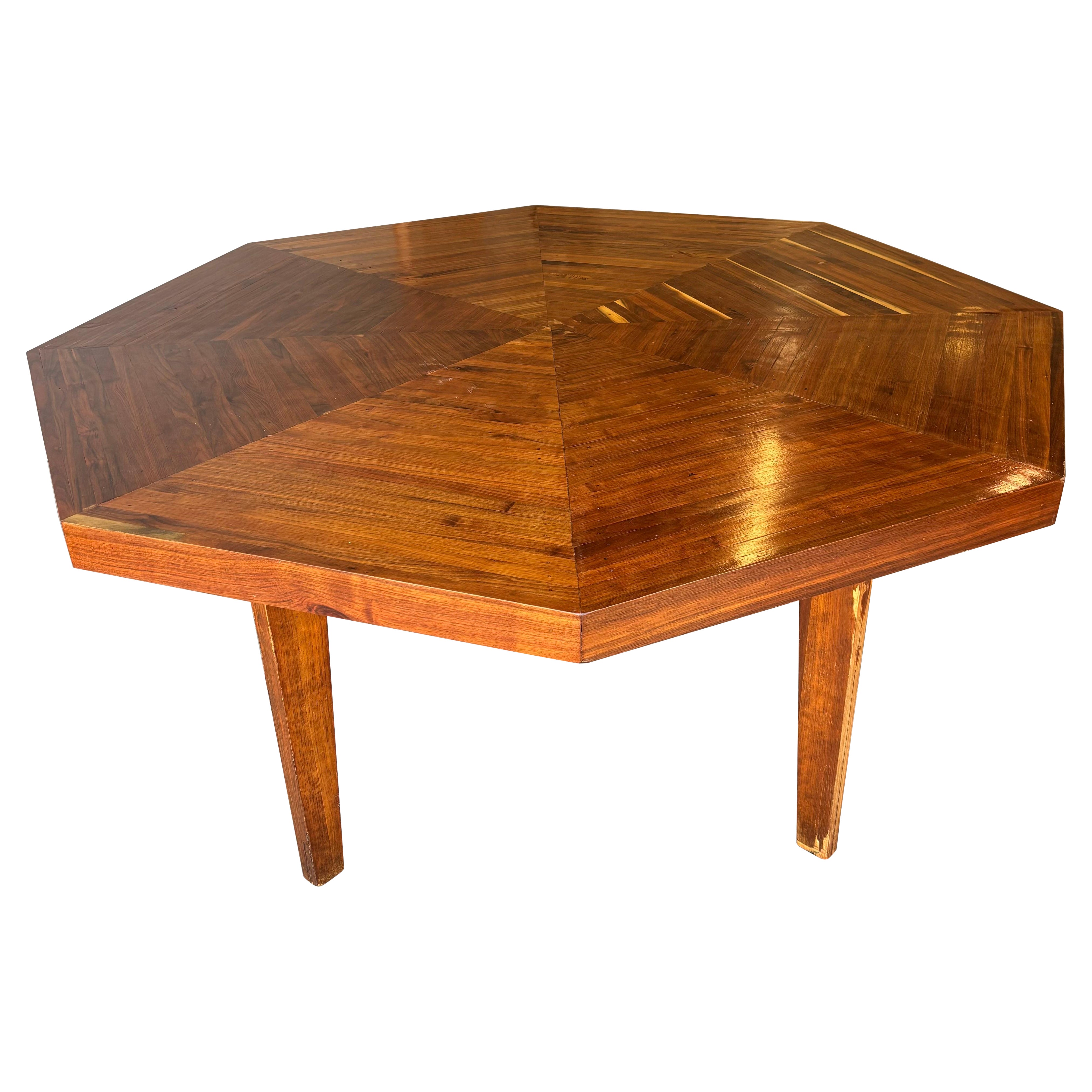 Rustic Octagonal Walnut Dining Table, 1960s For Sale