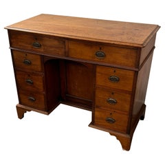 Antique Walnut Compact Knee Hole Desk with Warm Aged Patina