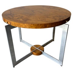 Mid Century Modern, Milo Baughman Style Burl Game Table