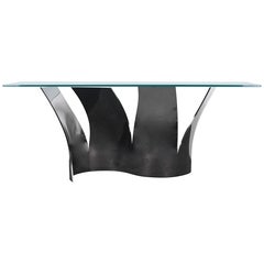 Roche Bobois Black Nickel Finished Steel  "Voiles" Console by Maurice Barilone