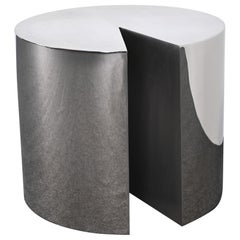 Manner of Leon Rosen Pace "Pac Man"  Solid Stainless Steel Side Table, 1980s