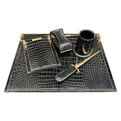 Gucci 5 Piece Desk Set in Krokodil/Alligator, geschenkt von Frank Sinatra