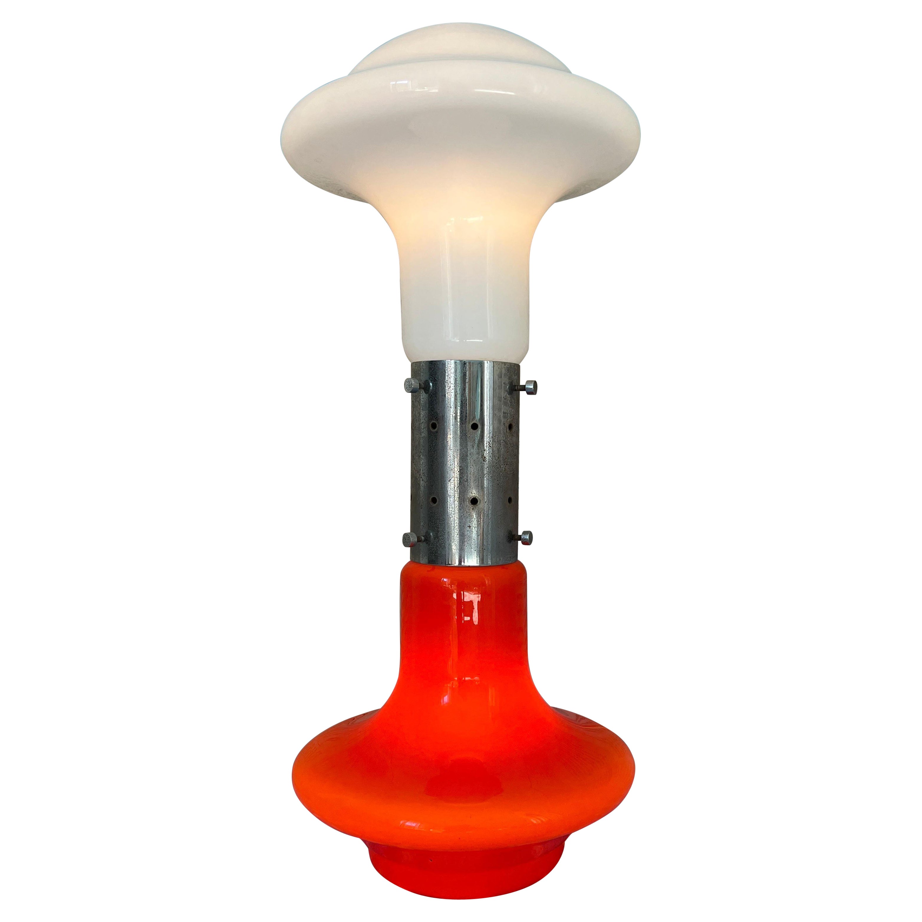 Brillo floor lamp by Carlo Nason for Mazzega in white and orange Murano glass For Sale