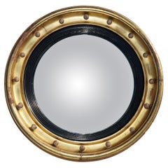 COLLECTION DE REGENCY ANTIQUE CIR 1815 BUTLERS CONVEX FRAMÉS EN CUIR DE GILTWOOD WALL MIRROR
