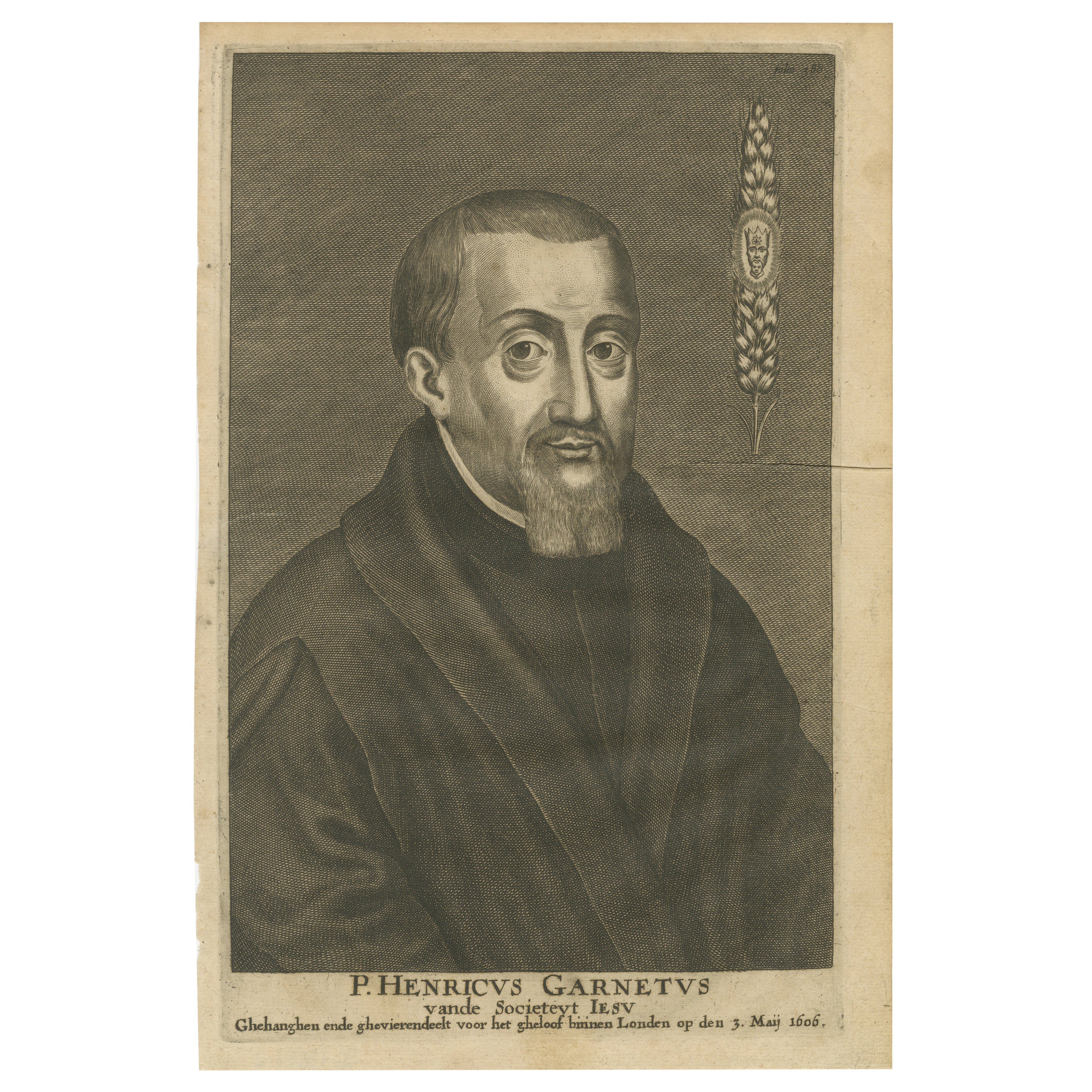 Coppeer Engraving of Henry Garnet (1555–1606), Jesuit Priest and Martyr, ca.1670