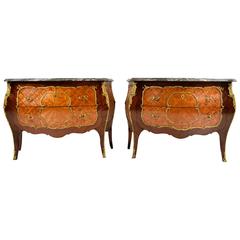 Pair of French Louis XV Kingwood Bombay Chest of Drawers or Commodes