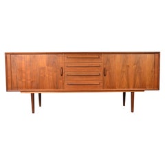 Danish Walnut Credenza With Tambour Doors