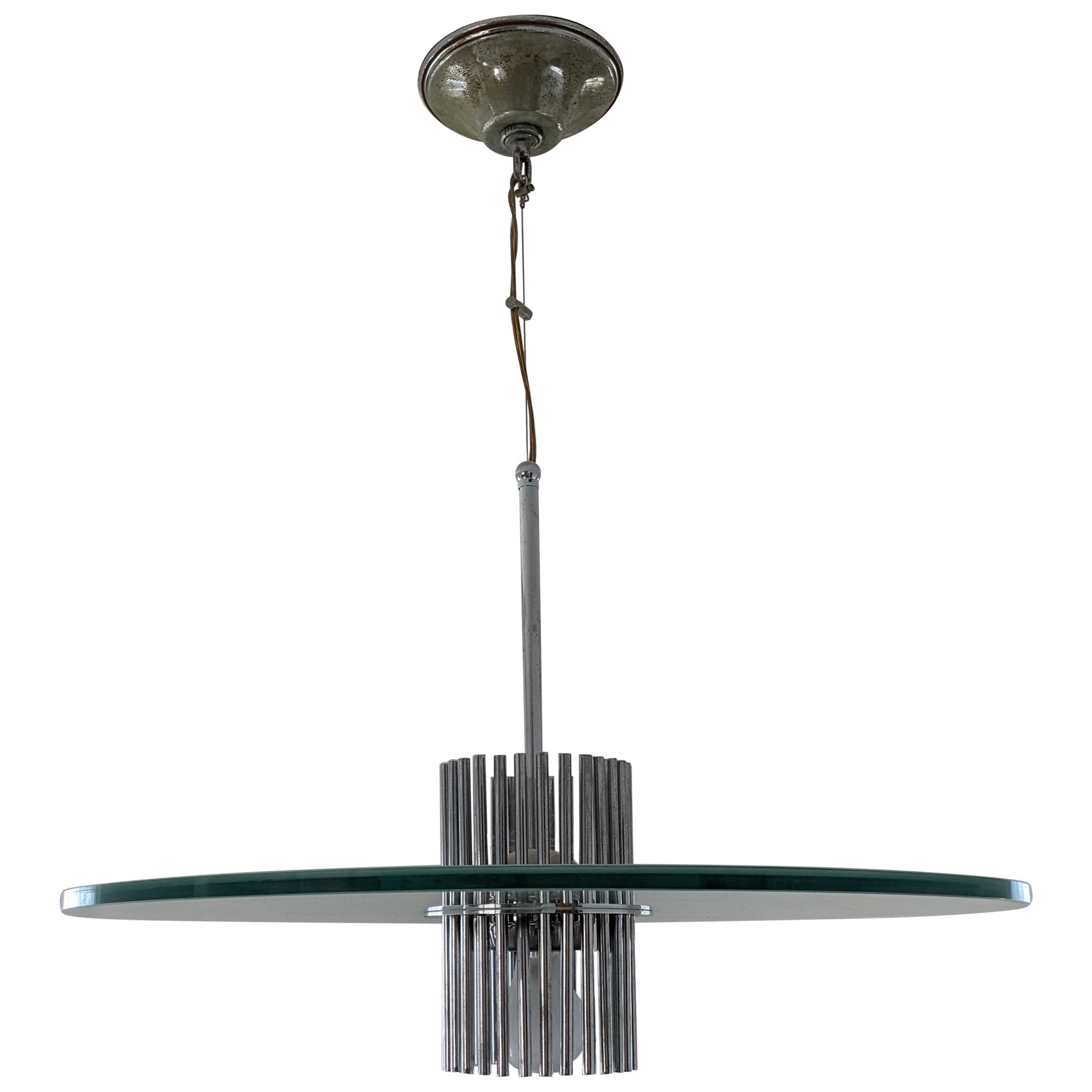 Post Modern Frosted Glass Saturn Light Fixture