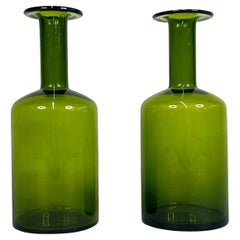 Passende dänische Glasvasen von Otto Brauer für Holmgaard, Grün Gulvvase