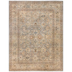 Doris Leslie Blau 1900s Persisch Meshad Botanisch Blau Braun Handgeknüpft Wollteppich