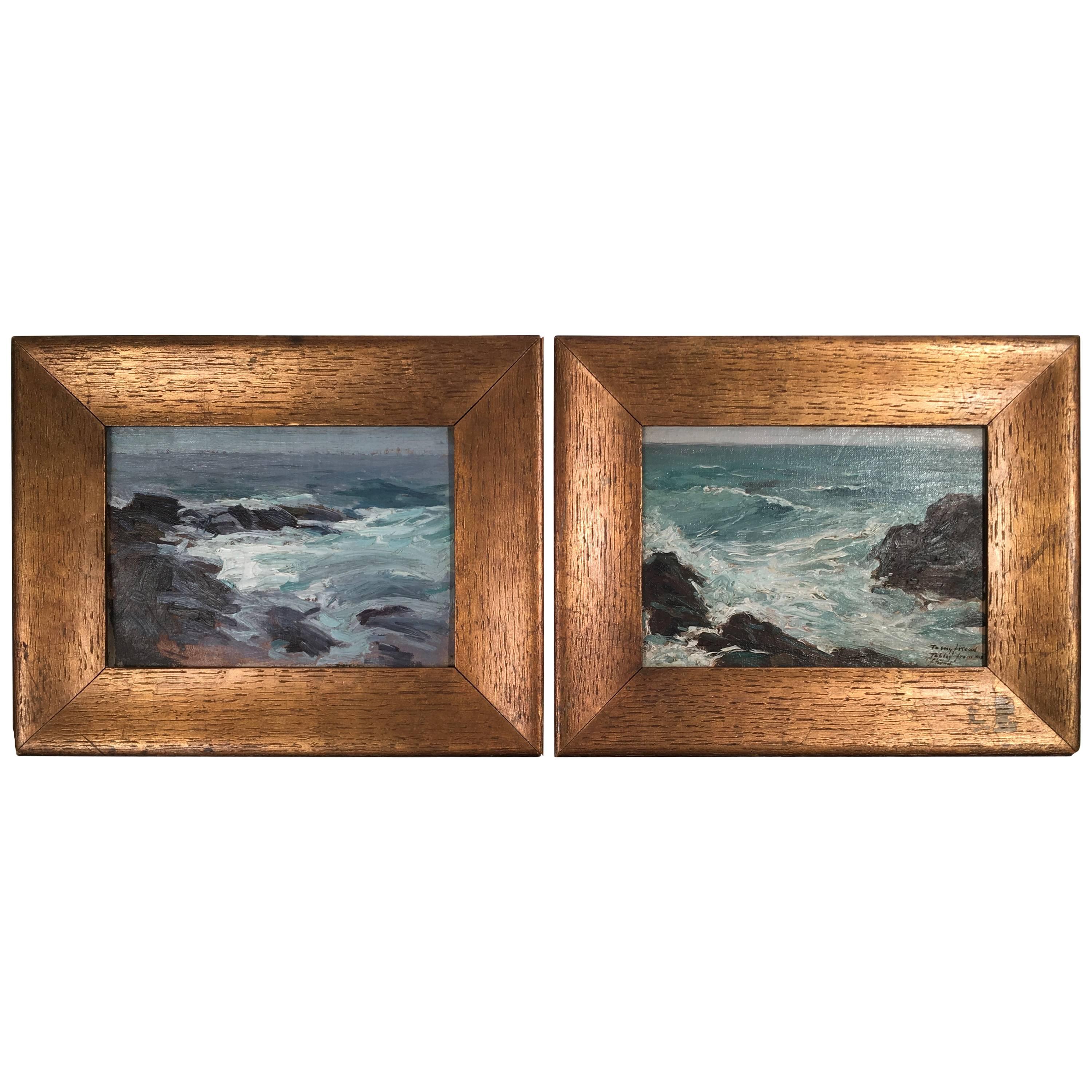 Pair of Small Seascape Paintings in the Manner of Edward Potthast
