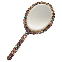 Specchietto Liberty Ottone e Swarovski colorati primo '900 Idea Regalo Chic