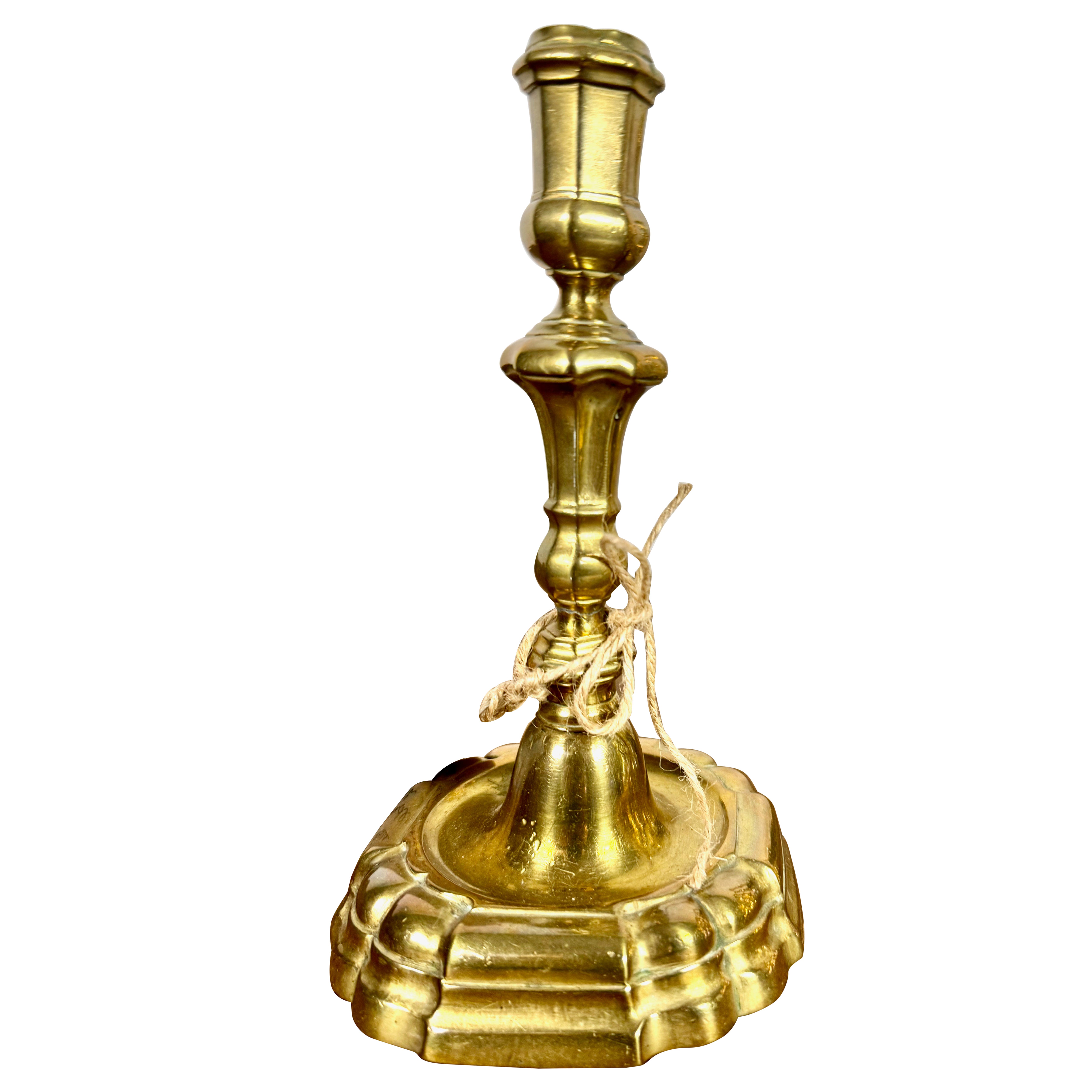 18th Century French Baroque Brass Candlestick