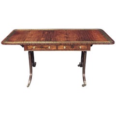 Antique Regency Period, Brass Inlaid Sofa Table