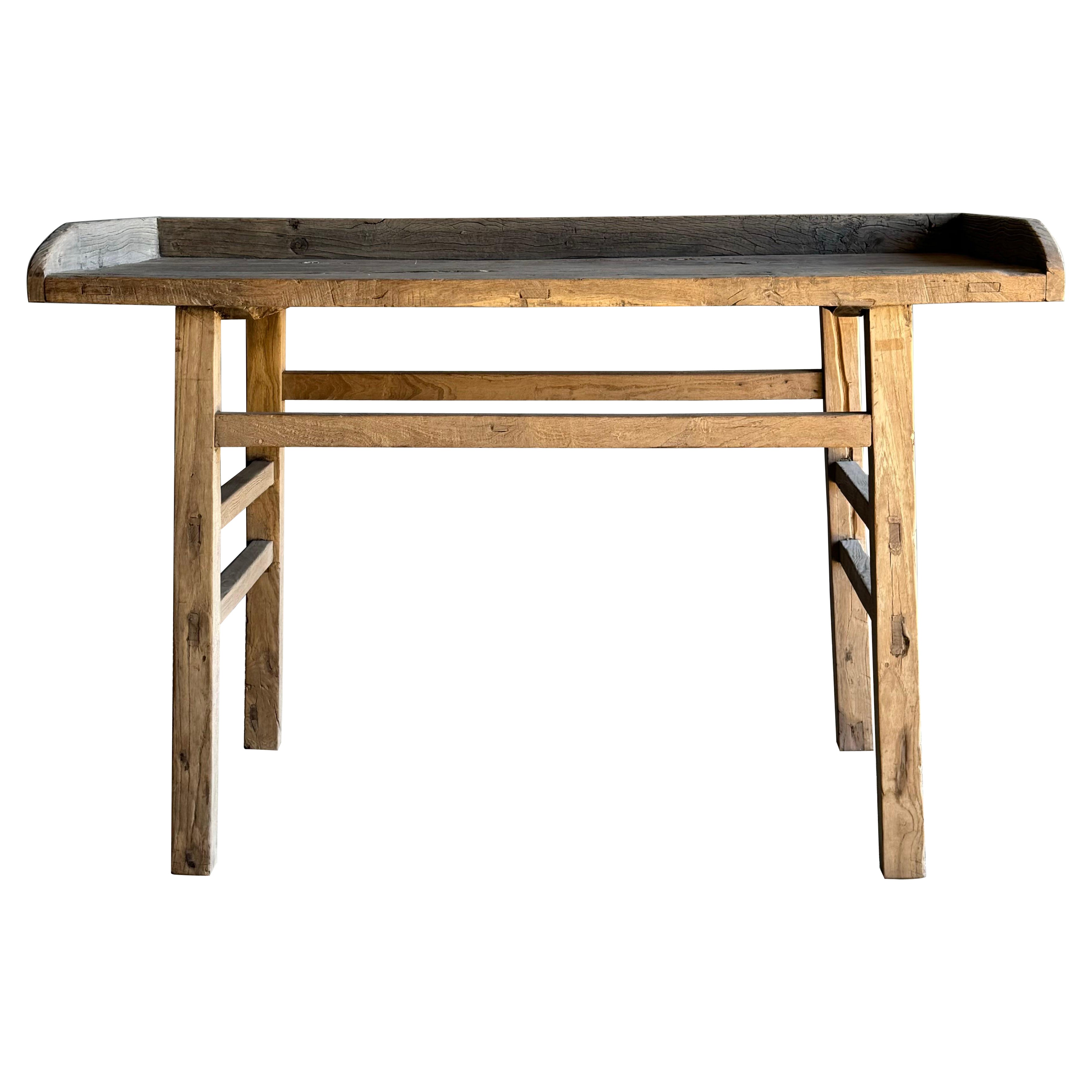 Vintage Elm Wood Console or Writing Table Desk