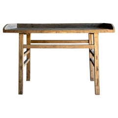 Consola o escritorio de madera de olmo vintage