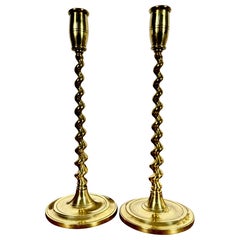 Pair Tall Barley Twist Candlesticks