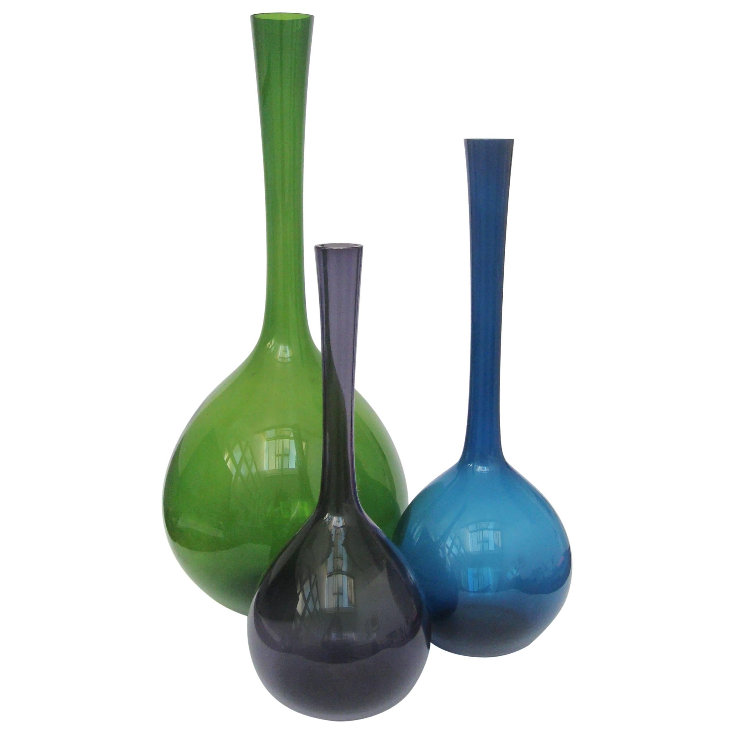 Three Swedish 1950s Blomglas Vases Designed by Arthur Percy for Gullaskruf