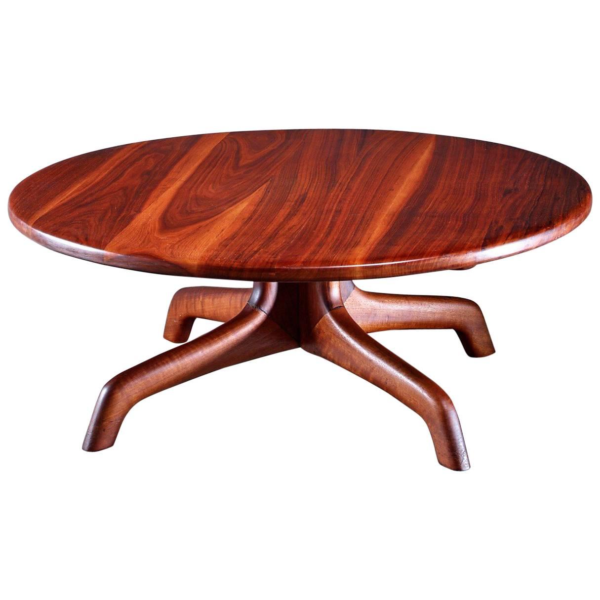 Arthur Espenet Round Walnut Coffee Table, USA, 1960s For Sale