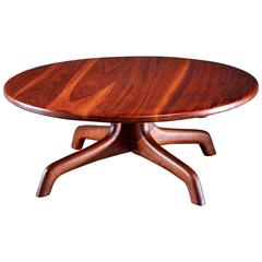 Arthur Espenet Round Walnut Coffee Table, USA, 1960s