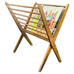 Mid-Century Collapsible Wood Magazine Holder Rack