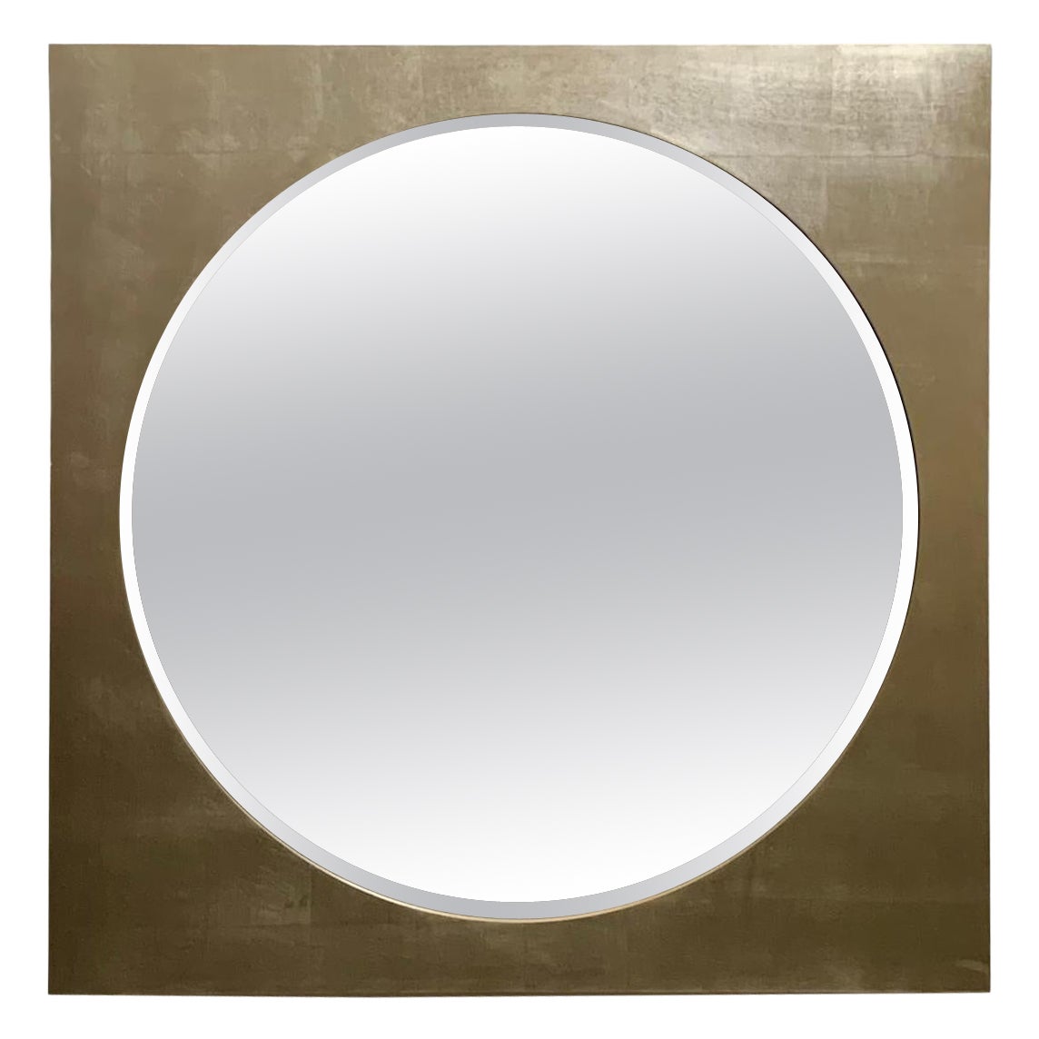 Large Space Age Mirror in Silver Leaf Finished Wood, 1970s