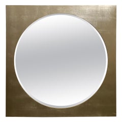 Large Space Age Mirror in Silver Leaf Finished Wood, 1970s