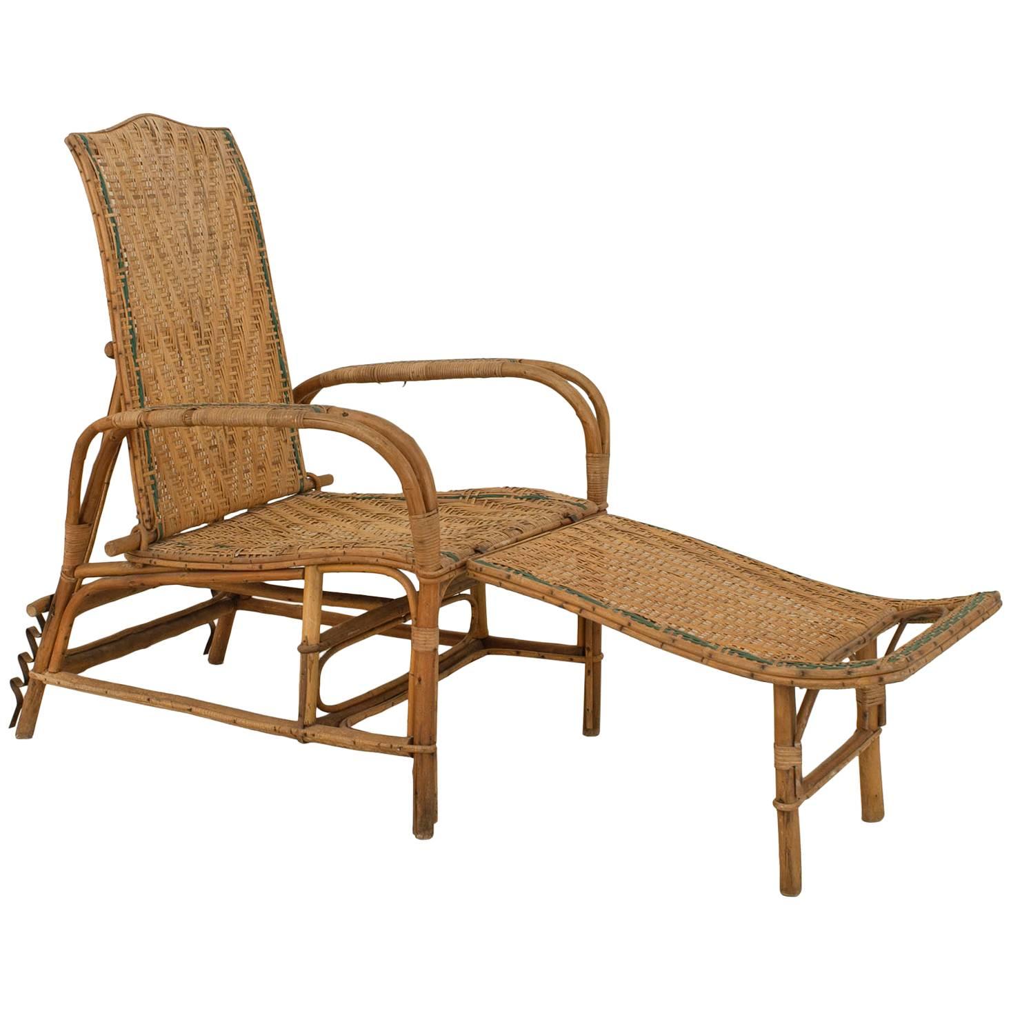 French Art Deco Wicker Chaise For Sale