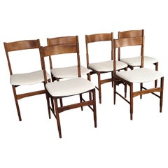 Set di 6 sedie da pranzo italiane in legno di noce, moderne e di metà secolo, appena imbottite