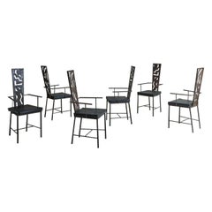 Set of 6 Brutalist Iron Dining Chairs France 1970s