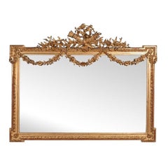 Antique Very large Louis XVI style horizontal mirror W. 165 cm - H. 130 cm