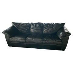 Black Leather Postmodern Sofa Couch Leather In the style of Roche Bobois