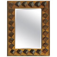 Vintage Cubist Geometric Gilded and Silvered Mirror