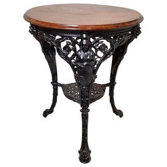 19th century English Walnut Top Garden Bistro Pub Table