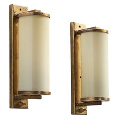 Malecor, Wall Lights, Brass, Glass, Germany, 1950s