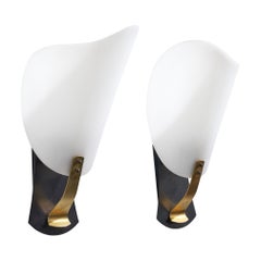 Stilnovo, Wall Lights, Brass, Metal, Acrylic, Italy, 1950s