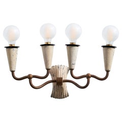 Lampada da parete di design italiano, ottone, metallo, Italia, anni '30