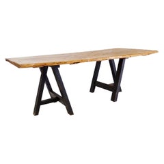 Large dining table wooden doors top mounted on black handles