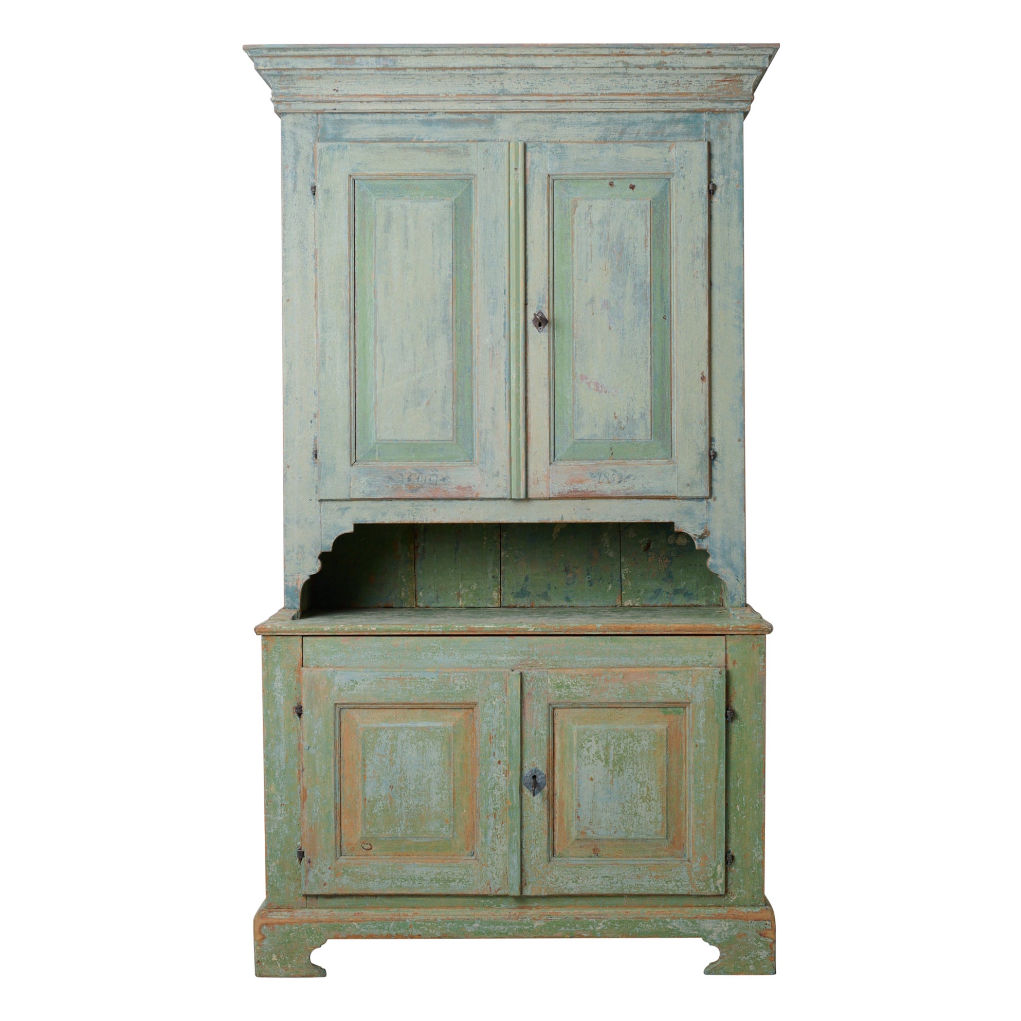 Seltener schwedischer antiker Schrank, echte Landhausmöbel im Gustavianischen Stil im Angebot