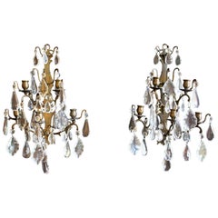 Mid-20th Century Pair of French 5-Light Wall Sconces