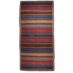 19th Century Shahsavan Kilim with Colorful Bands