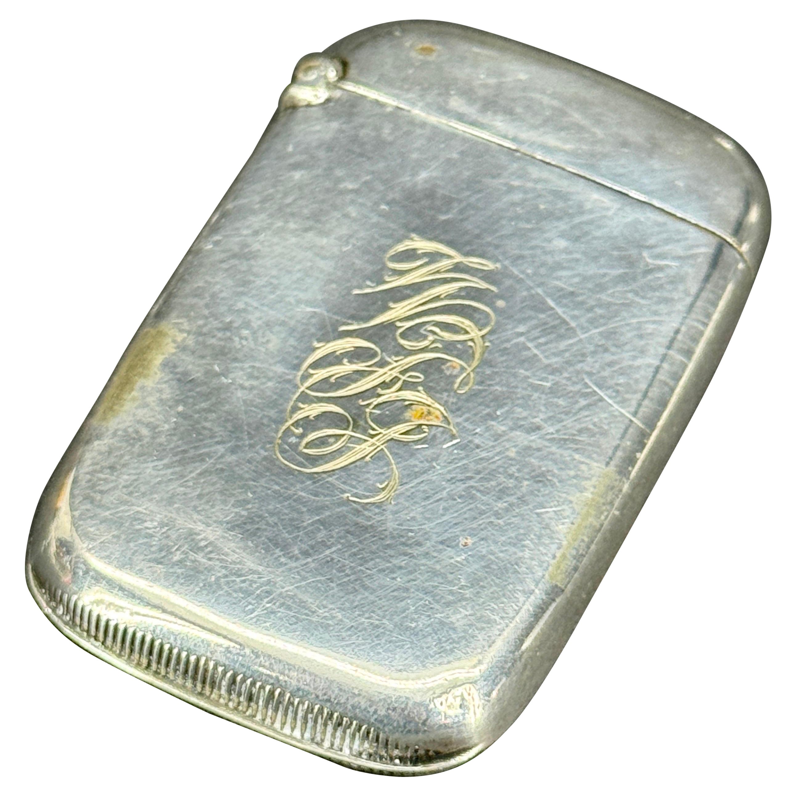 Antike Vesta Streichholzschachtel aus Silber, ca. 1920er Jahre im Angebot