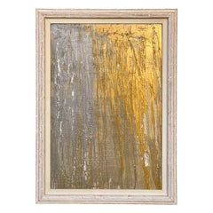 Abstracto moderno grande dorado y plateado metalizado en marco vintage de Machado