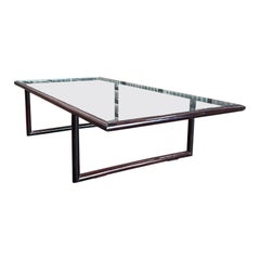 Mid-Century Modern Coffee Table in Hardwood & Glass, Joaquim Tenreiro, c. 1960s