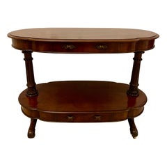 Large Antique Mahogany Oval Shaped Freestanding Serving/Console Table