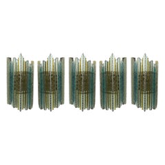 Schmiedeeiserner Wandleuchter aus gehämmertem Glas von Biancardi Jordan, Italien, 1970er Jahre