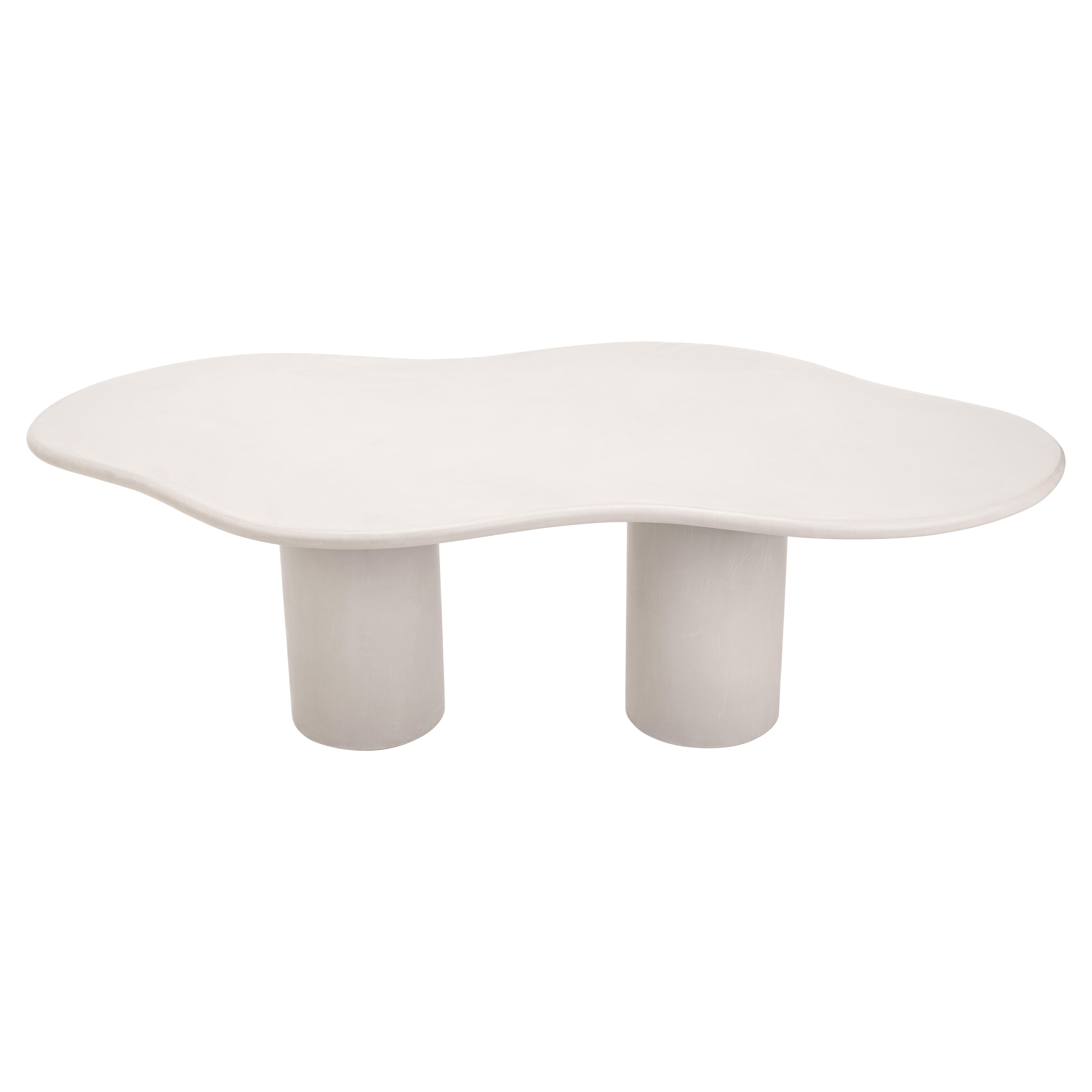 Table "Fluent" contemporaine en plâtre naturel organique 280cm par Isabelle Beaumont