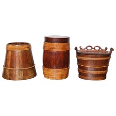 Collection of Willow Banded Treen Vessels