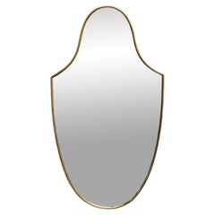 Brass Wall Shield Mirror, Italy, 1950s