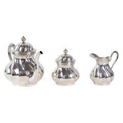 Set of Silver Teapot, Sugar Bowl and Jug by Argenterie Greggio, Italy, 1970s